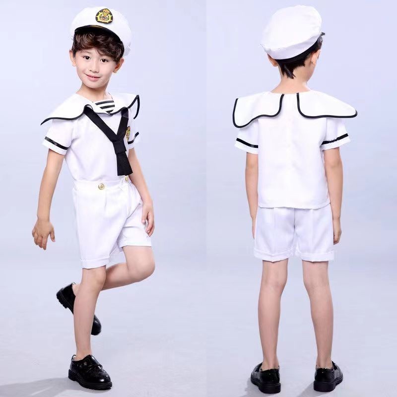 Versatile Have Kids Sailor Uniform White Chorus Clothes Girl Boy Navy Costume Halloween Cosplay Carnival Party Army S... - Image 5