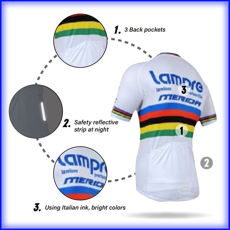 Premium Versatile 【】Lampre Cycling Set Breathable Short Sleeve Mountain Bike Jersey Road Bicycle Pants Voucher - Image 4