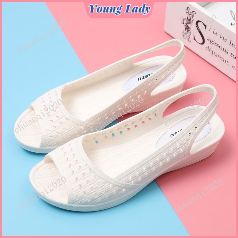 Training Active Summer Hollow out Shoes Women's Wedge Casual Peep Toe Sandals Soft Bottom Non-Slip Beach White Nurse ... - Image 3