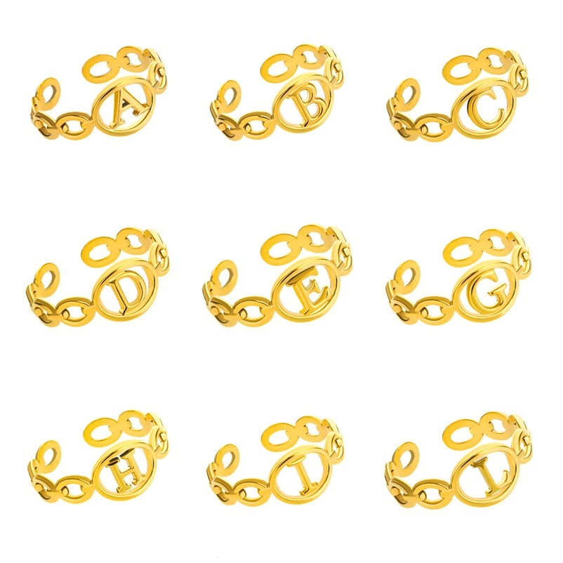 Essential Multi Vnox A-Z Initial Alphabet Knuckle Chain Rings - Image 3