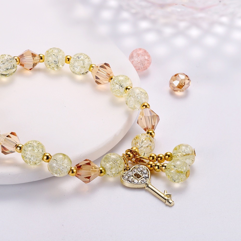 Essential Durable Ladies Bead Crystal Bracelet Diamond Love Key Pendant Purpose Have - Image 2