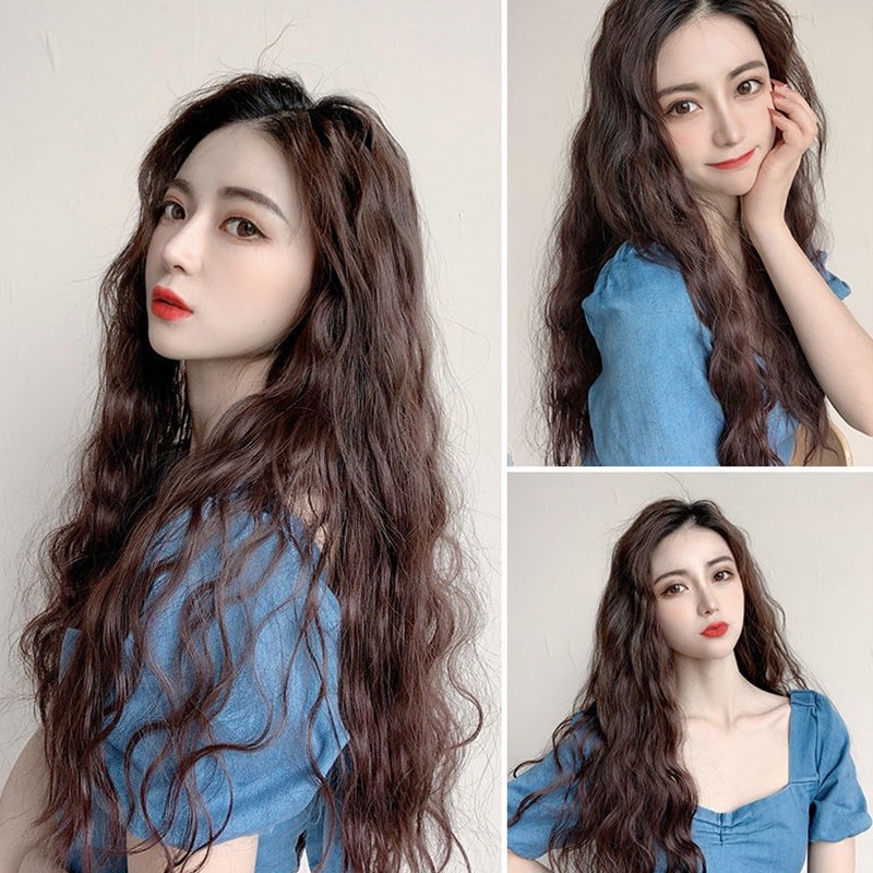 Purpose Reliable Long Curly Hair U-shaped Big Wave Fluffy Corn Perm One Piece Invisible Wool Roll Wig Women Essential - Image 4