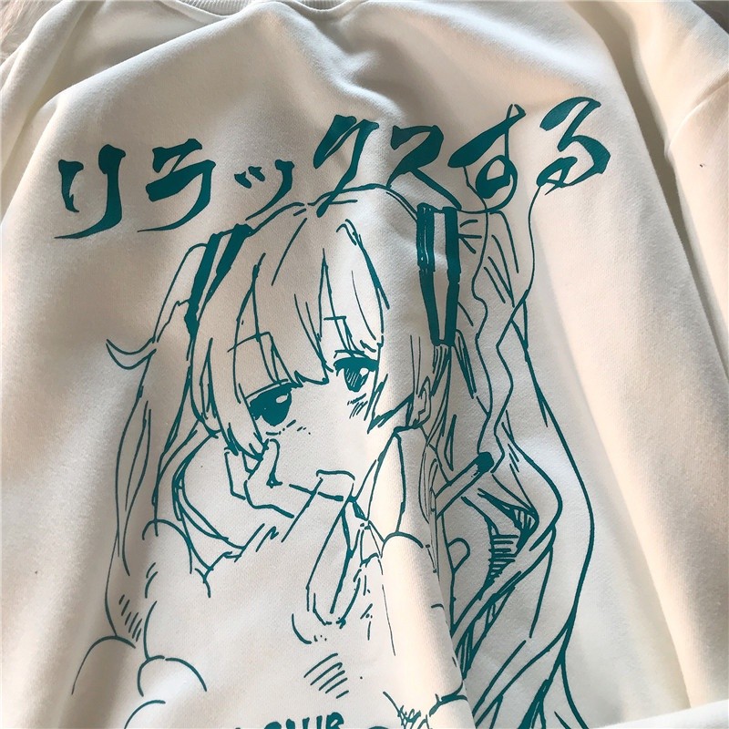 Reliable Have Autumn New Japanese Style Cartoon Anime Print Oversized Round Neck Sweatshirt Women Large Size Sweet Co... - Image 3