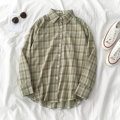 Versatile Multi korean style women ladies long sleeve vintage plaid shirt blouse baju wanita lengan panjang Purpose - Image 3