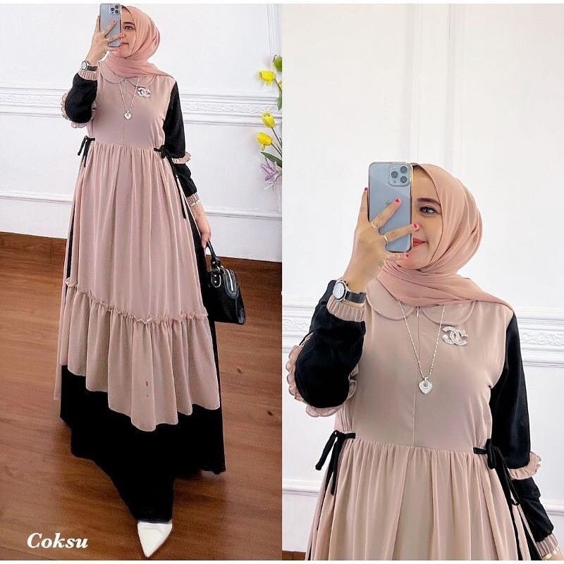 Must Purpose ️ Prianka DRESS GAMIS MUSLIM PREMIUM FULL LAYER LAPIS LD 110 FIT XL (FREE BROS) FASHION MAXY MAXI Wome... - Image 5