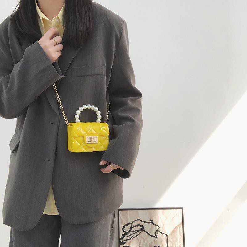 Accessory Chic mini small bag female 2021 new trendy fashion summer pearl chain square all-match jelly one-shoulder - Image 4