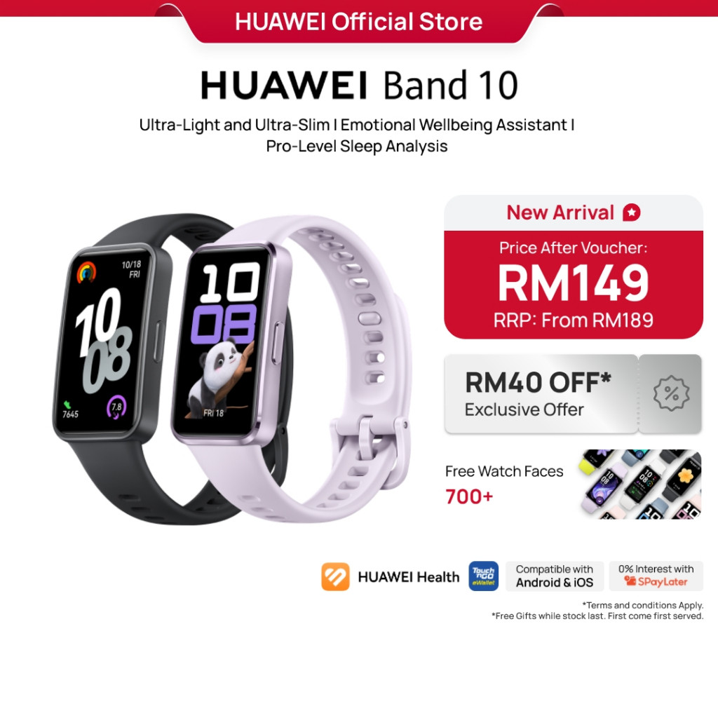 HUAWEI Band 10 Smartwatch | Ultra-Light and Ultra-Slim | Emotional Wellbeing Assistant | Pro-Level Sleep Analysis