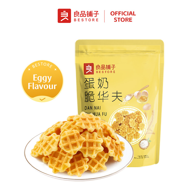 良品铺子 Bestore Butter Crispy Waffle Cookies (105g) 蛋奶脆华夫 非油炸饼干 华夫饼干 早餐饼 批发 Healthy Biscuits Snacks Biskut Borong Murah