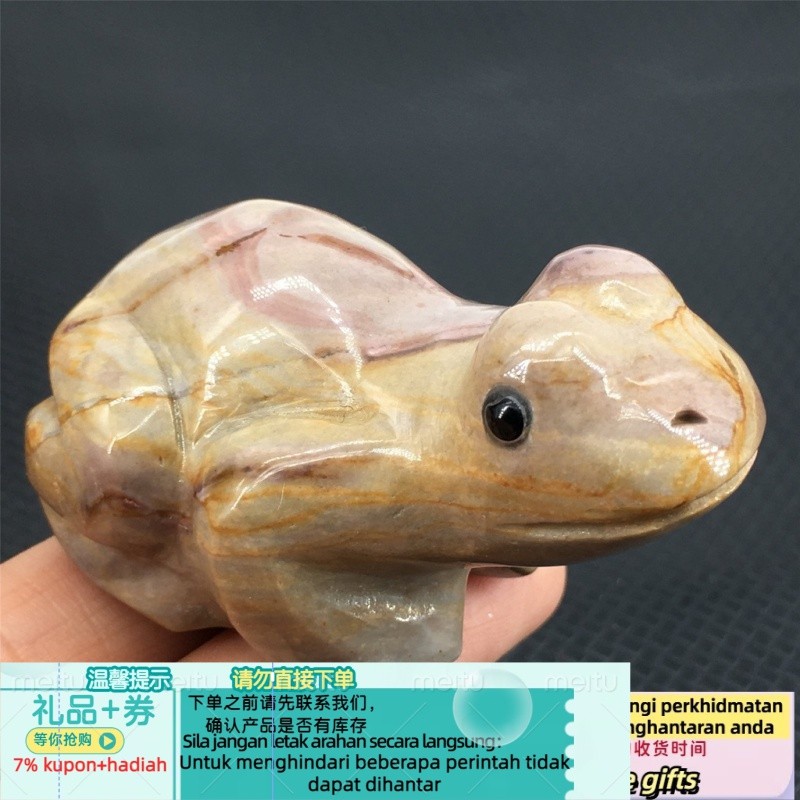 Get gifts/QWholesale Natural Crystal Carved Ocean Stone Frog Figurine Collection Crafts Small Ornaments