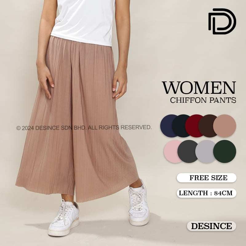 🇲🇾 DESINCE Women Chiffon Pants Palazzo Pant Casual Loose Wide Legging Seluar Muslimah Woman Bottom Palazzo Pants WP 002