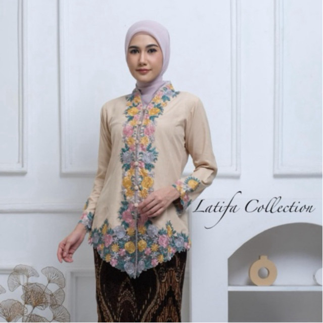 Quality Versatile Kebaya Encim Bordir Motif Bunga Tangan Panjang Katun Mikro