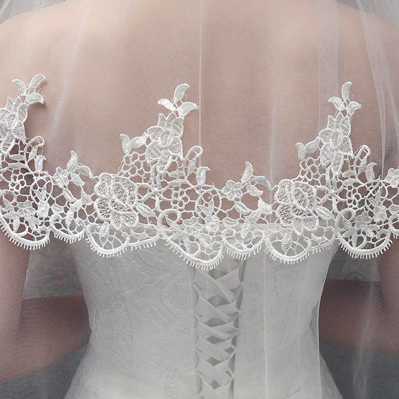 Quality Premium Buycycle Leaf Vine White Lace Edge Tulle Wedding Bridal Veil Women Purpose - Image 4