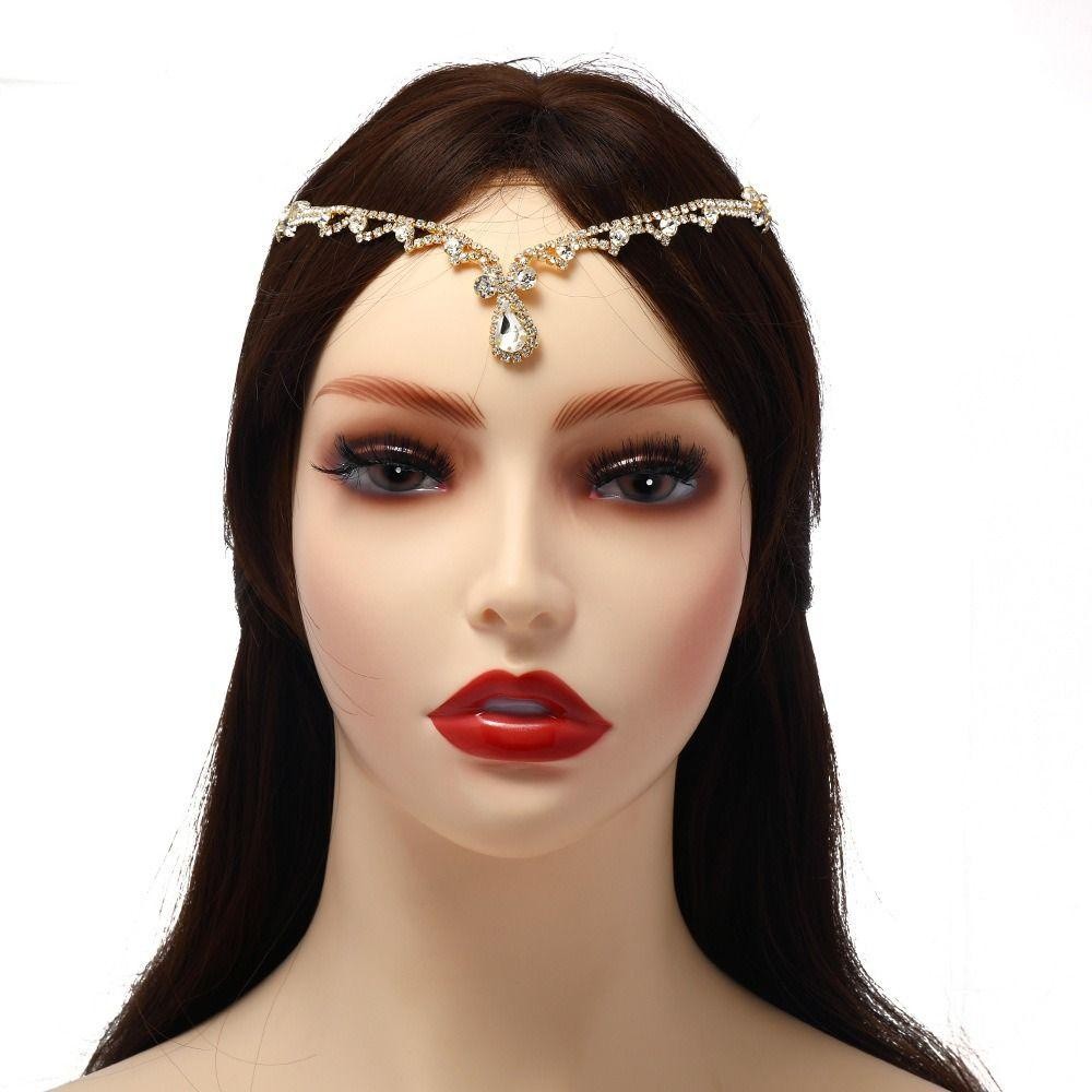 Essential Quality CHIHIRO1 Full Rhinestone Bridal Headband Chain Gold Color Silver Turban Headwear Crystal Bohemian B... - Image 5