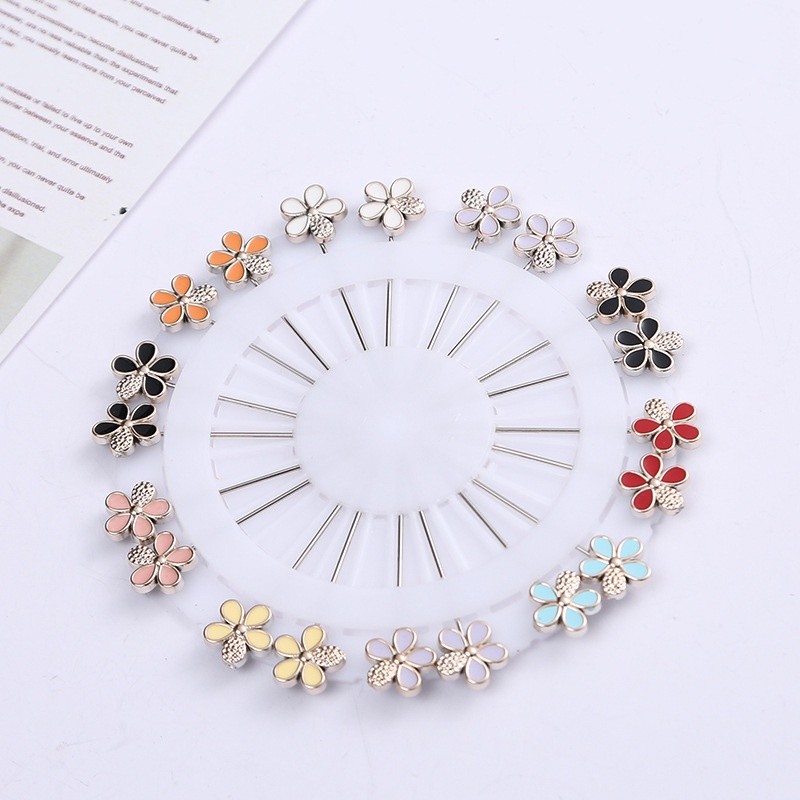 Quality Durable Fashionable 20 piece flower oil painting long needle Muslim scarf headband clip small brooch set Must - Image 2