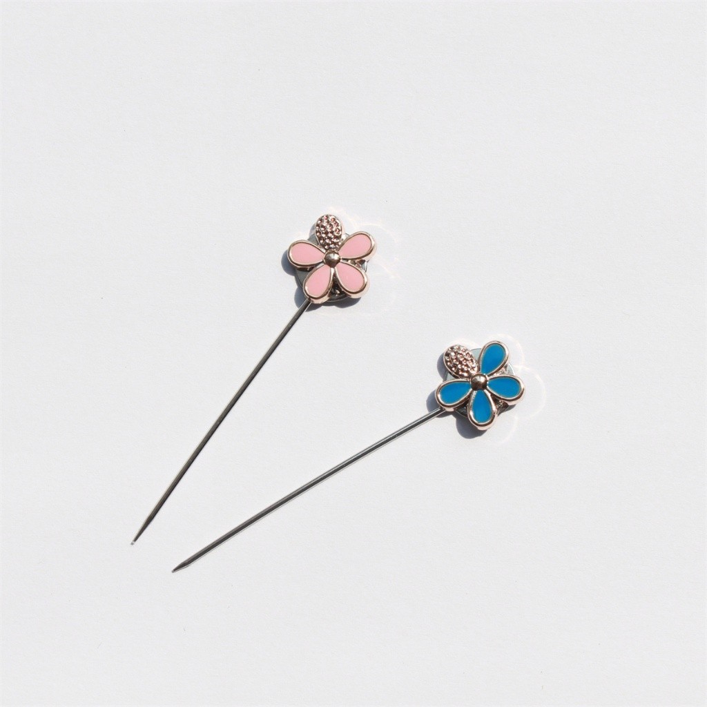 Must Premium Fashionable 20 piece flower oil painting long needle Muslim scarf headband clip small brooch set - Image 3