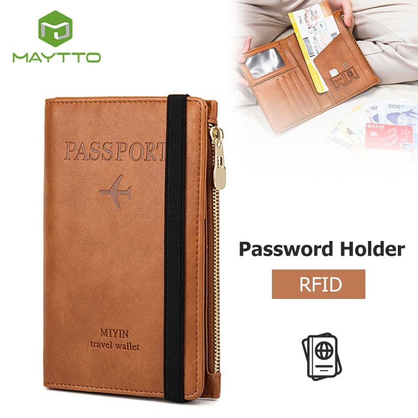 Daily Trendy Maytto Multifunction Passport Holder Fashionable Cover Frosted PU Travel Bag Wallet Ticket Zipper - Image 2