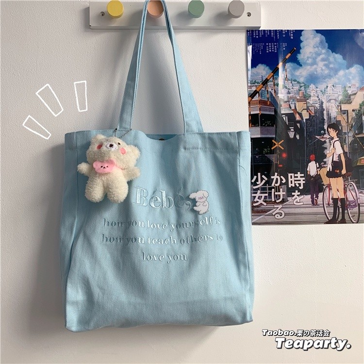 TSCfashion Ins Canvas Bag Female Student Korean Version of the New All-match Shoulder Bag Japanese Simple Handbag Tote B