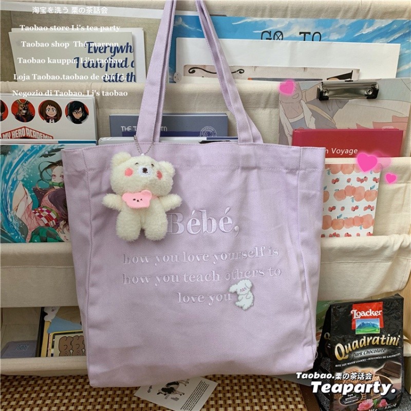 Style Fashion TSCfashion Ins Canvas Bag Female Student Korean Version of New All-match Shoulder Japanese Simple Handb... - Image 4