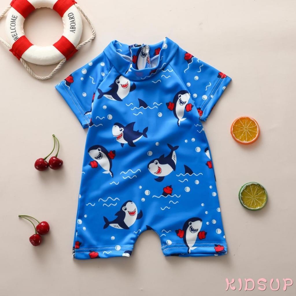 Premium Durable KIDSUP-Baby Boys One-Piece Swimwear Cartoon Animal Patterns Short Sleeve Zipper Beachwear Purpose Qua... - Image 4