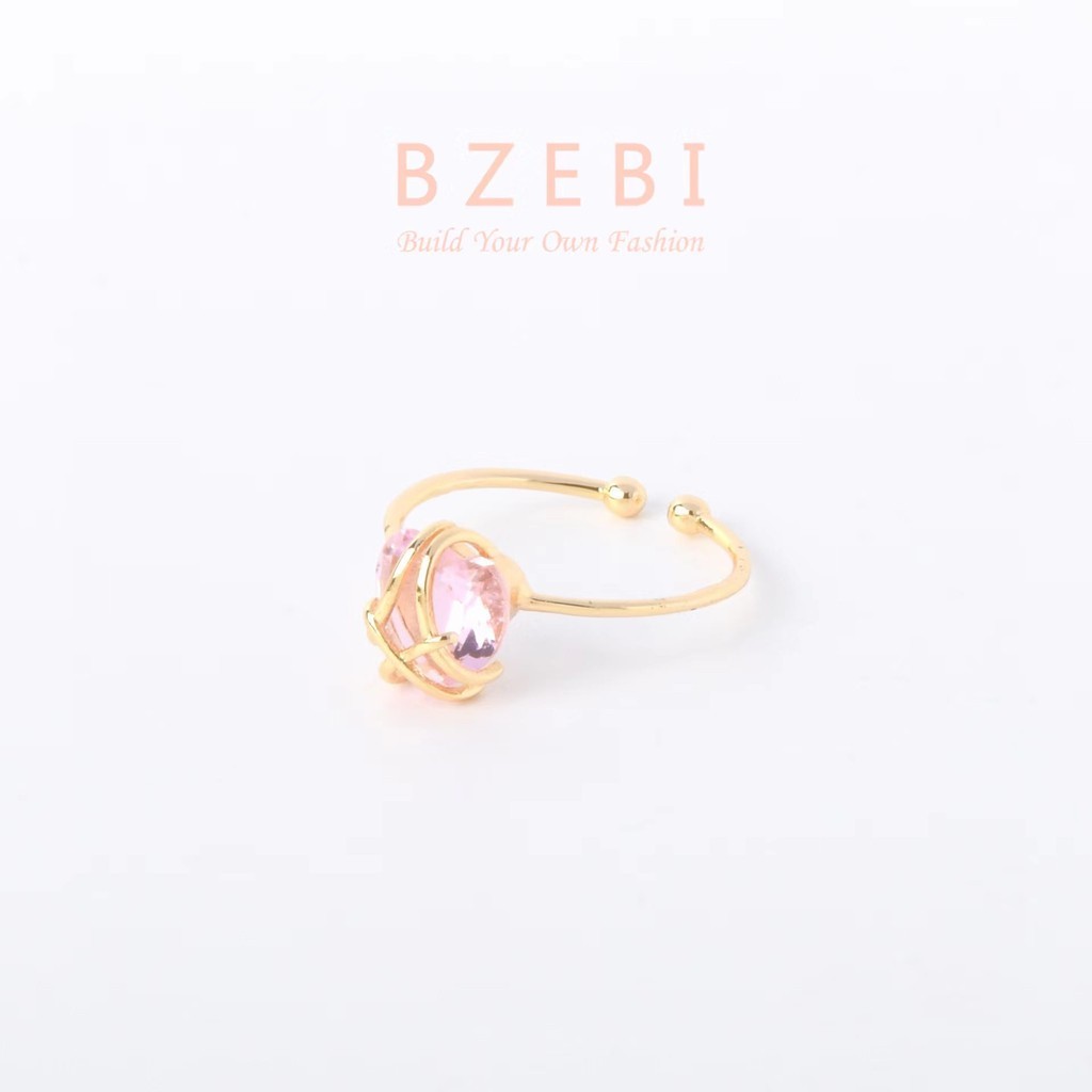 BZEBI Gold Plated Barbie Ring Pink Heart Zircon Adjustable with Box 406r-1