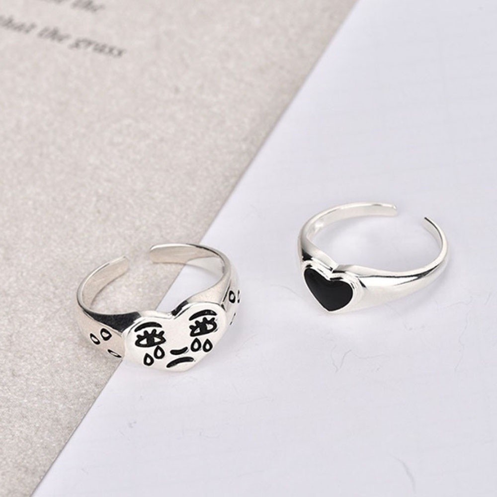 Durable Versatile AHOUR Korean Fashion Accessories Chic Thumb Ring Finger Heart Cry Face Trendy Creative Adjustable W... - Image 4