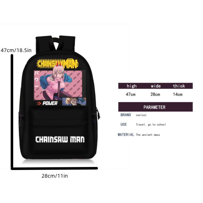 Portable Casual Chainsaw Man Backpack Student Schoolbag Large Capacity Denji Pochita Cartoon Anime Kids Boys Girls Tr... - Image 5