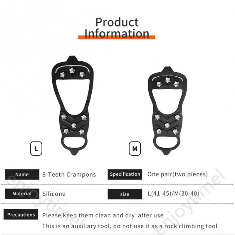 Training Sport 1 Pair 8-Tooth Anti-Skid Ice Gripper Spike Winter Climbing Anti-Slip Snow Spikes Grips Cleats Over Sho... - Image 4