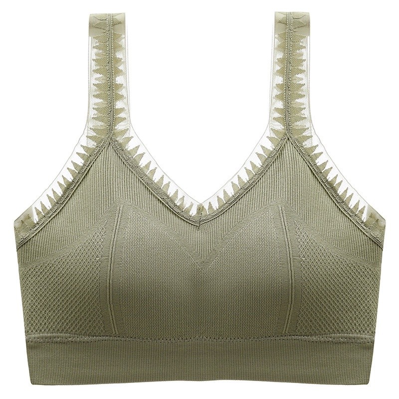 Have Purpose Lace bra plus size women suspenders chest pads beautiful back big U anti-lighting breasts collection tan... - Image 2