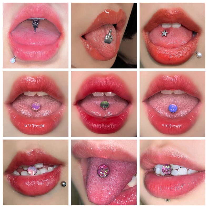 Quality Must 1 PC 14G Colorful Scale Tongue Piercing Stainless Steel Skull Ring Round Industrial Barbell Rings Body D... - Image 3