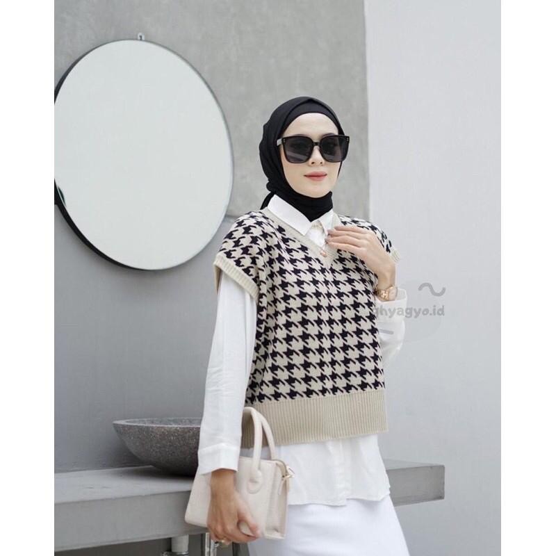 Reliable Quality Jennie VEST KNIT / HOUNDSTOOTH Knitting ROMPI Women KOREAN VINTAGE K Multi Purpose - Image 3