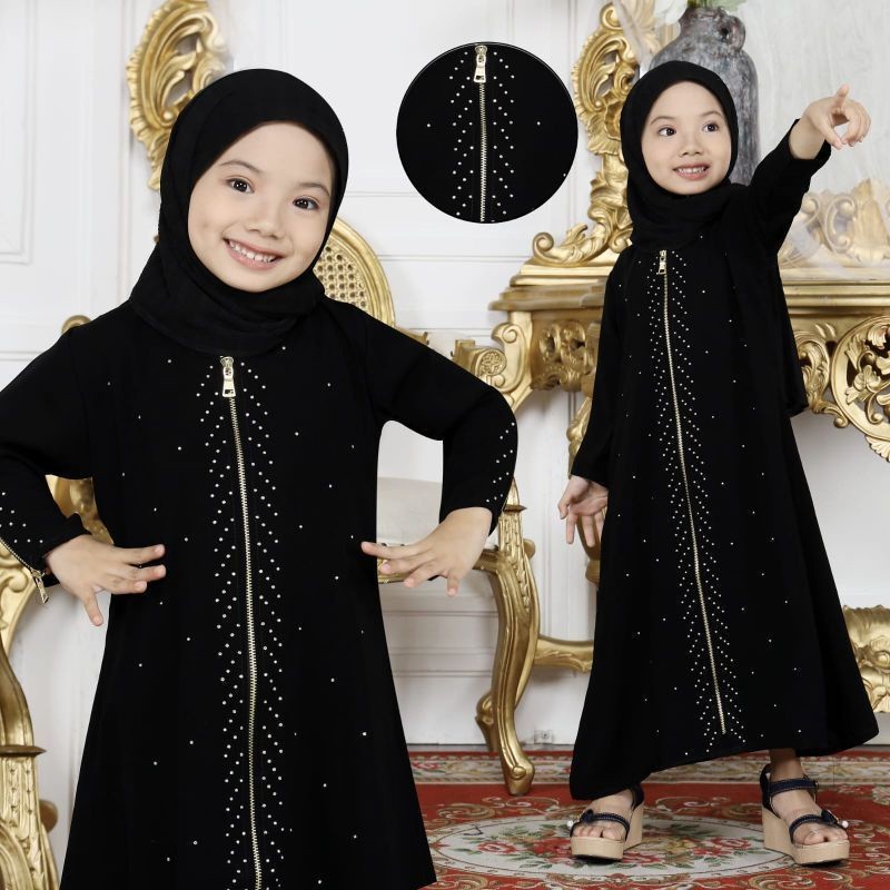 Reliable Quality Baju Gamis Arab Kanak Black Embroidery Kids Material Hitam Bordir Bahan Jetblack - Image 3