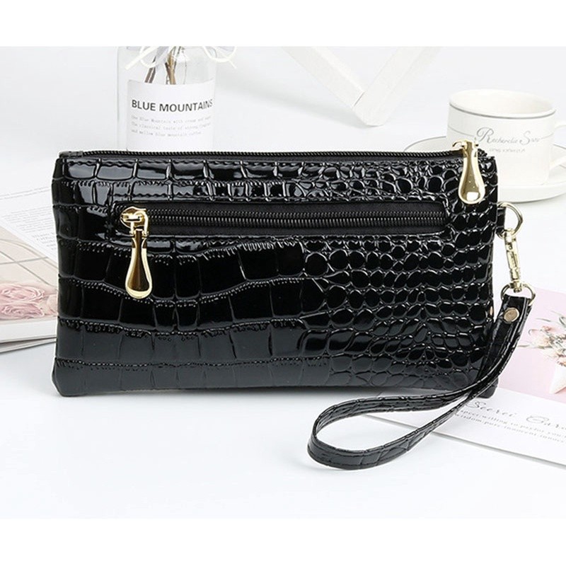 Portable Outdoor Bright Face PU Leather Casual Ladies Clutch Coin Purse - Image 4