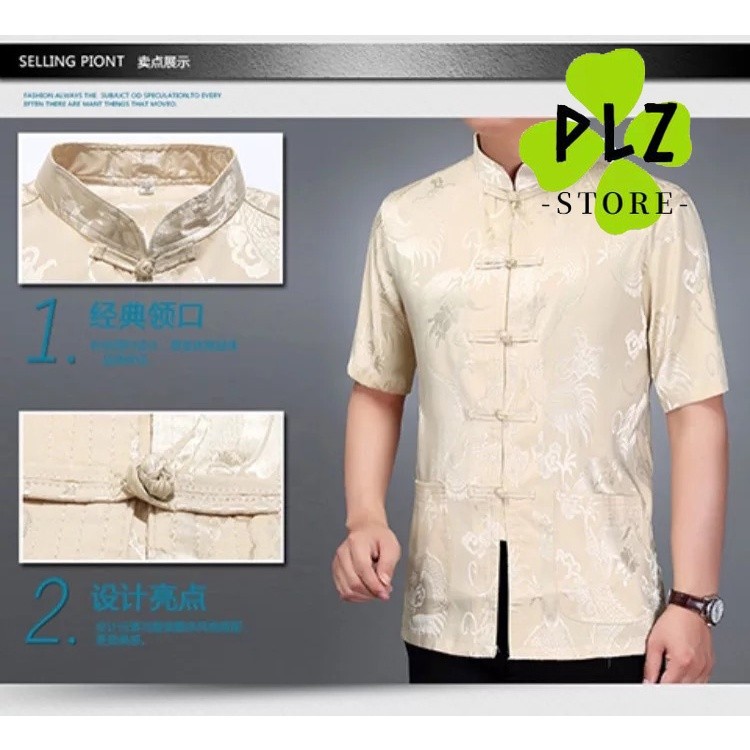 Premium Durable m High Quality Silk Satin Shirt Plus Size Embroidery Dragon Tang Suit Middle-aged Elderly SamFu Tradi... - Image 3