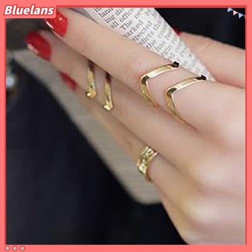 Fashion Women's Warp Gold Silver Above Band Midi Knuckle Ring Rings 3Pcs/Set