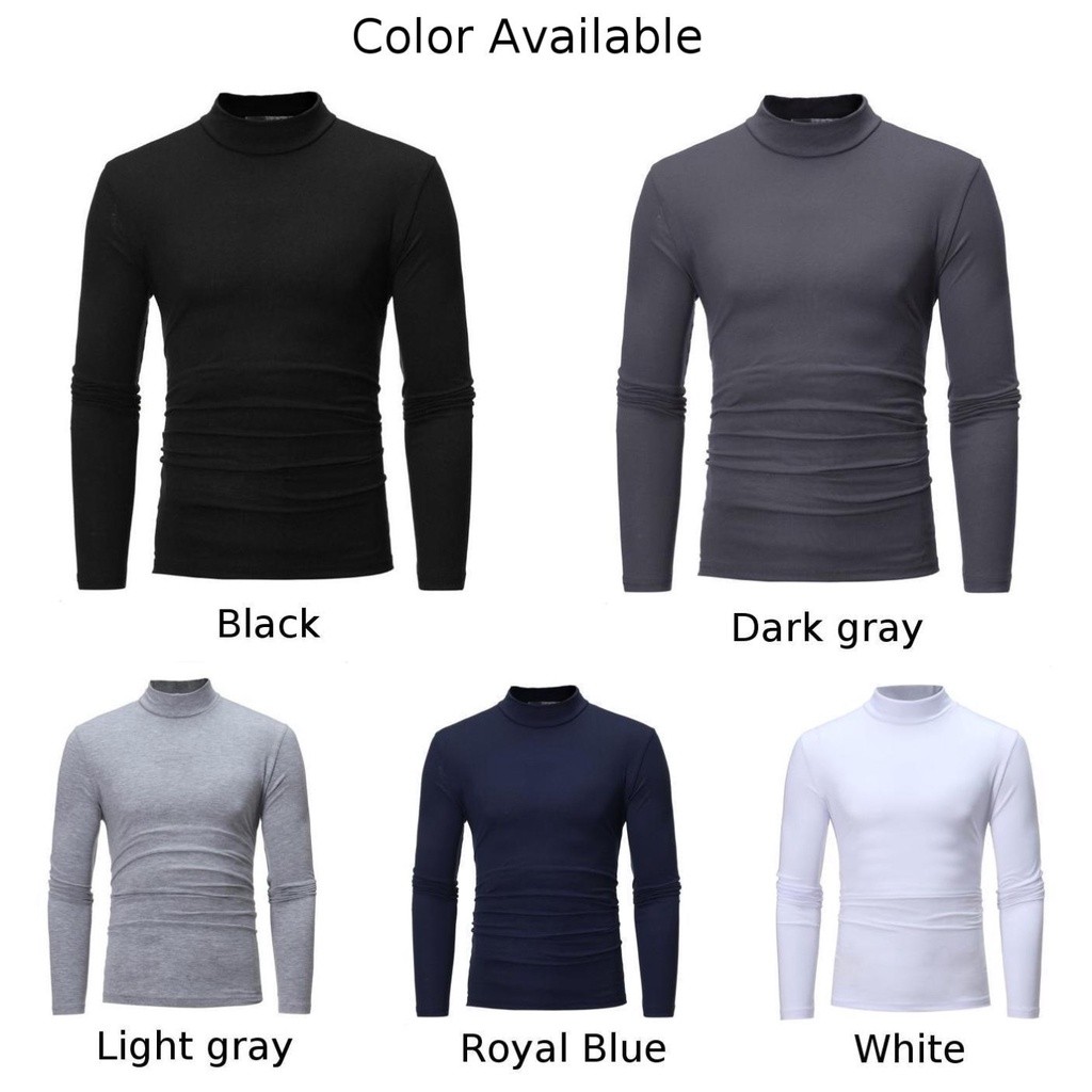 Purpose Have Winter Warm Men Mock Neck Basic Plain T-shirt Blouse Pullover Solid Color Long Sleeve Top Plus Size Reli...