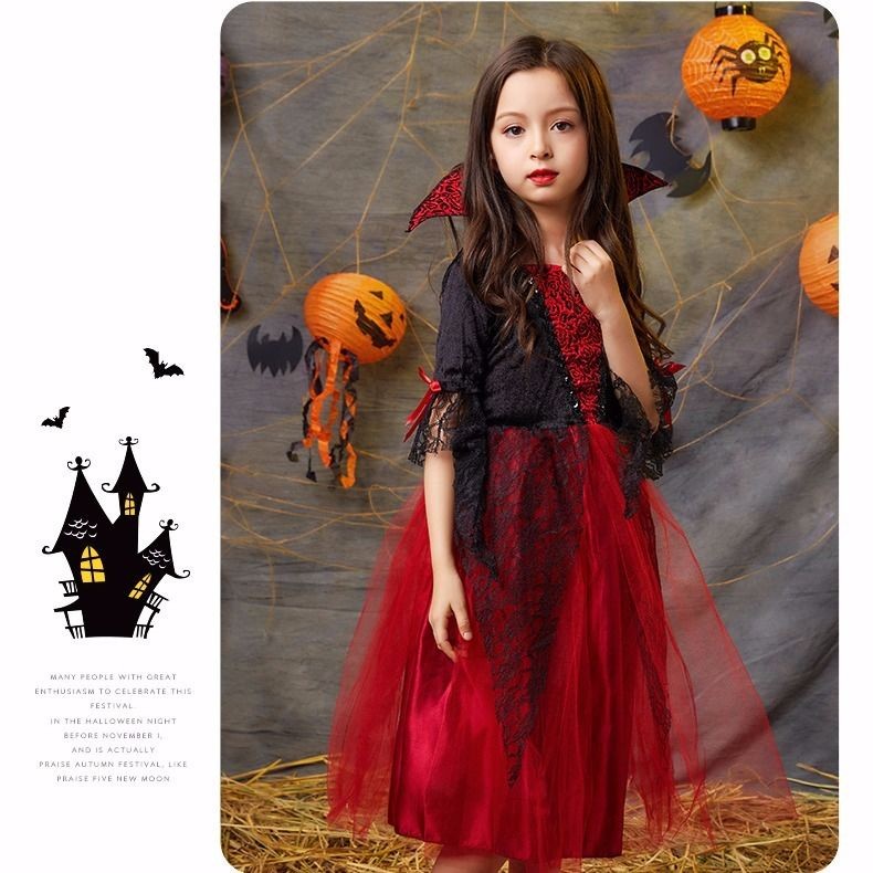 Premium Must Kids Halloween Costume Boy Girl Vampire Witch Performance Party Set Clothing Baju Budak Perempuan Dresse... - Image 5