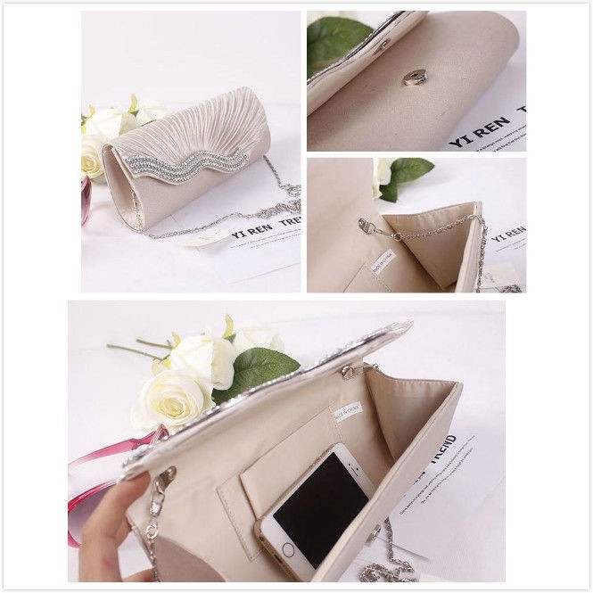 New Style Fashion Woman Dinner Bag Korean Version Personality Folded Satin Clutch beg tangan wanita murah
