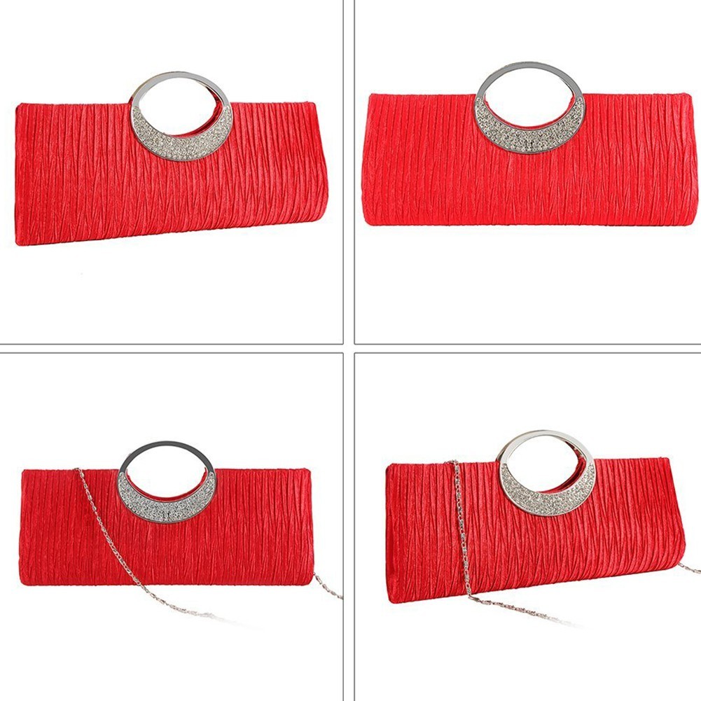 Daily Outdoor Women Pleated Evening Bag Party Clutch Purse Handbag Fashion - Image 5