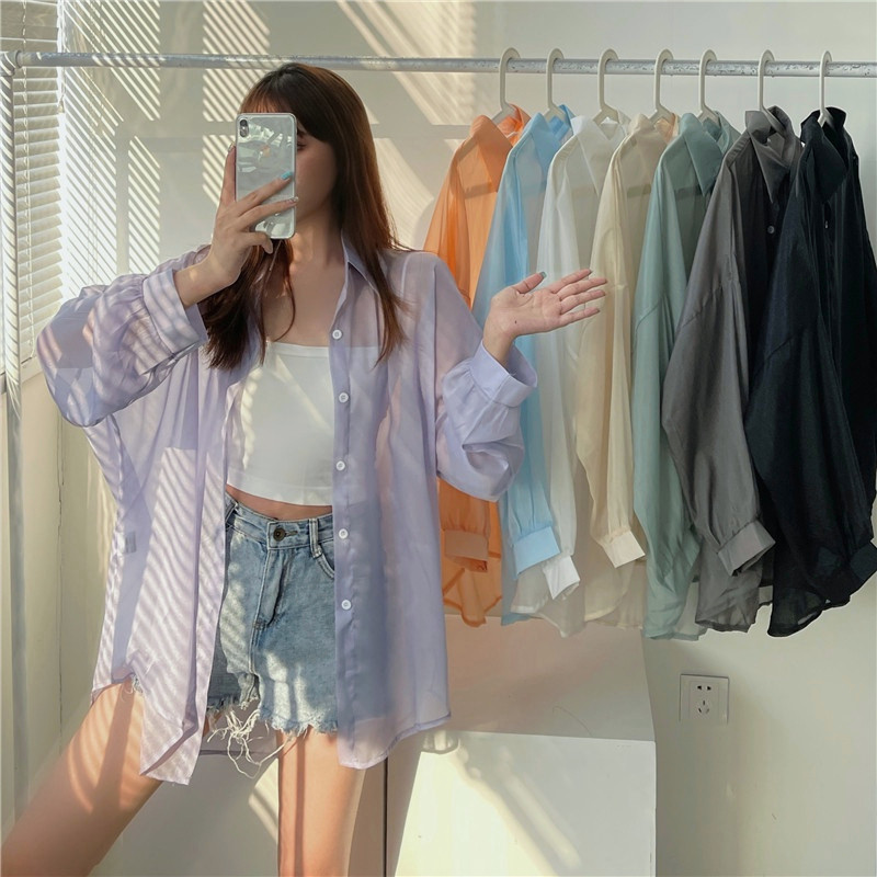 MY STOCK & Amika1 Summer chiffon Blouse Korean style temperament loose Sunscreen women's cardigan