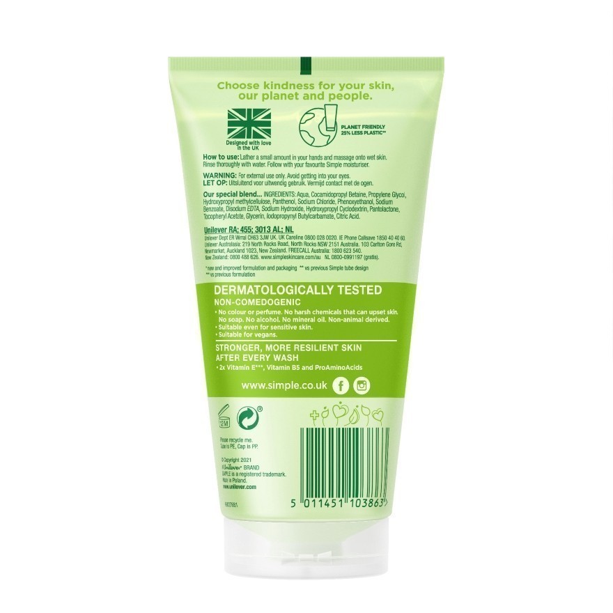 SIMPLE Kind to Skin Refreshing Facial Wash Gel 150ml
