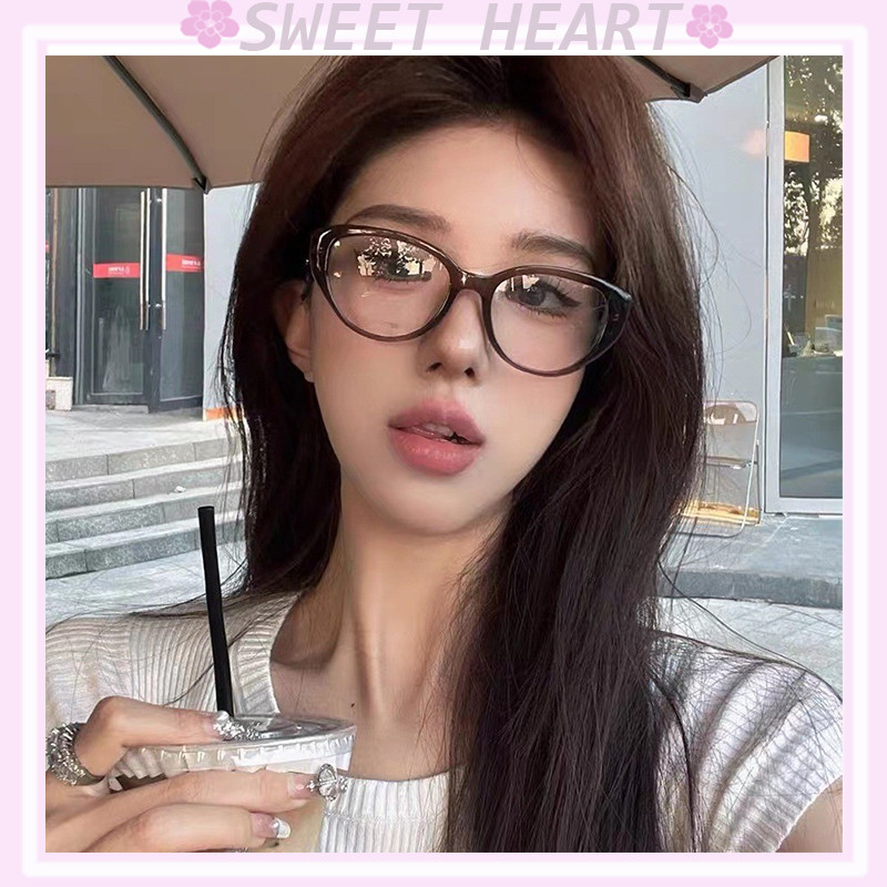 Fashionable Cat Eye Glasses Women's Retro Glasses Frames Anti-Blue Light Glasses Unisex Cermin Mata