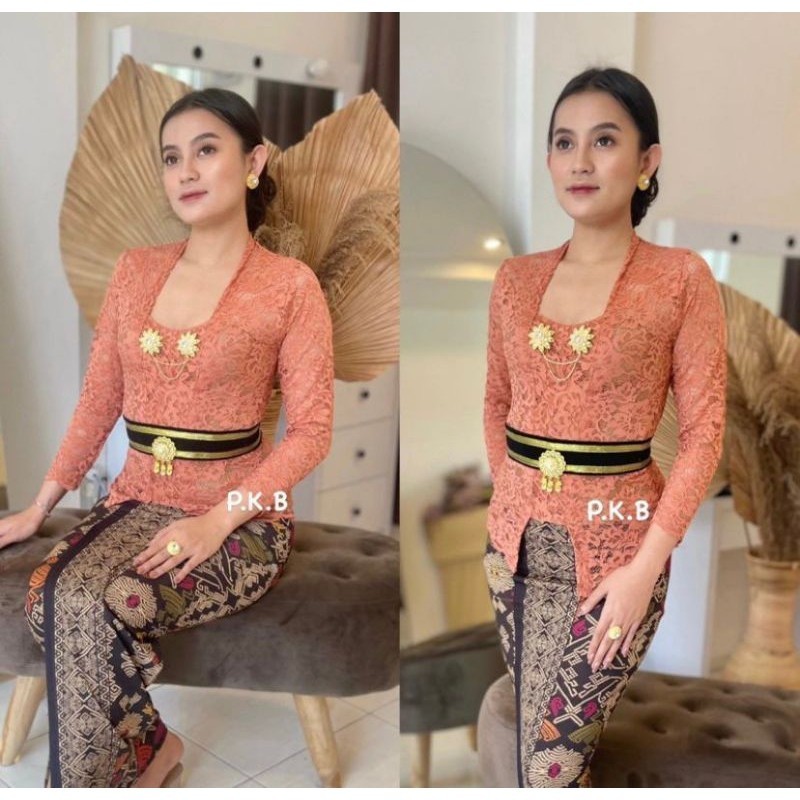 (PROMO KEBAYA) Kebaya brokat Bali sofia  Strait Kutubaru Atasan Kebaya lengan panjang tanpa kancing termurah dan terlari