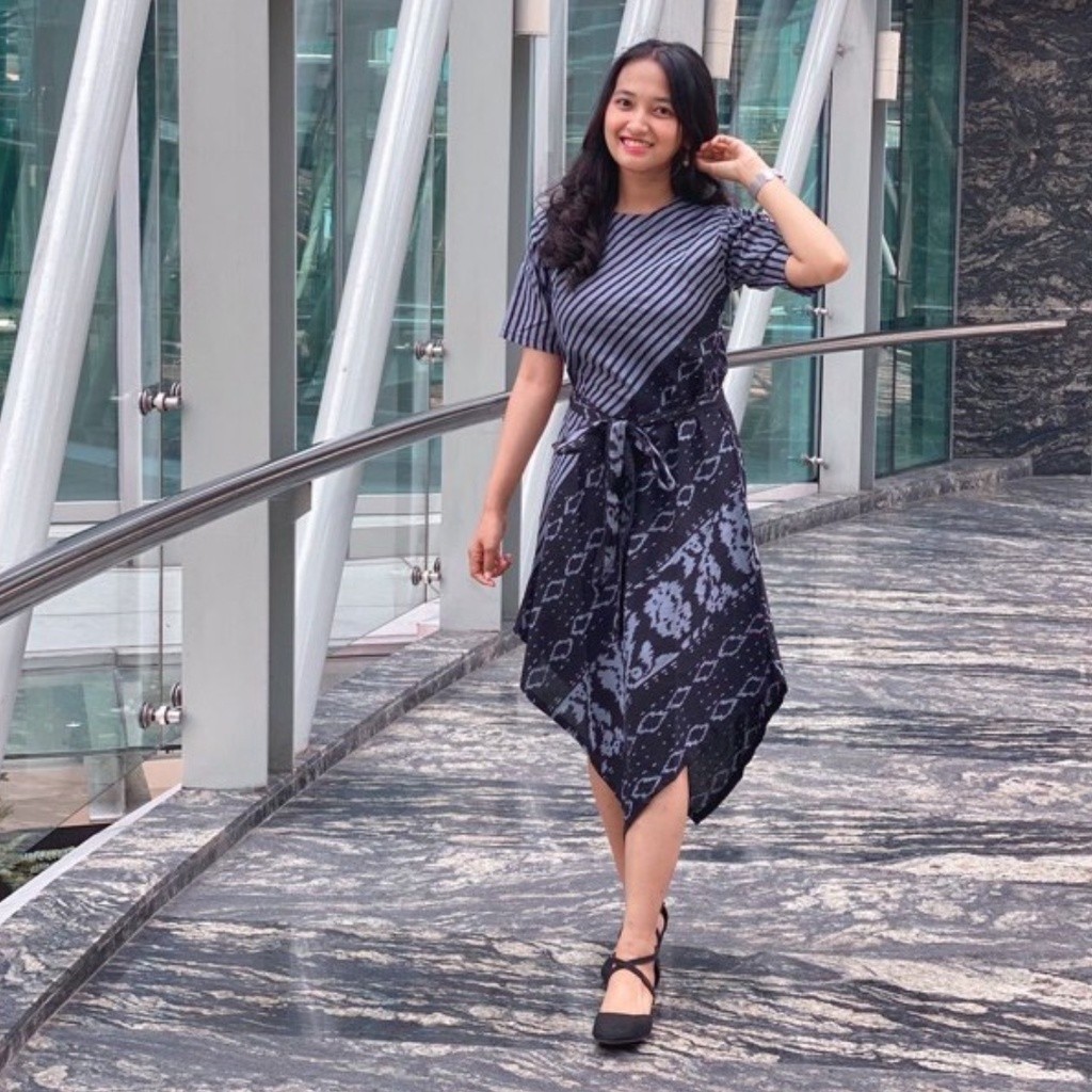 Quality Versatile Modern WOMEN'S TAPER BATIK DRESS ADULT SHORT SLEEVED SONGKET MOTIF - Image 4