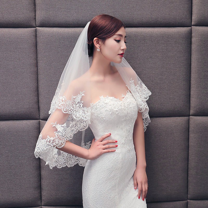 Quality Premium Buycycle Leaf Vine White Lace Edge Tulle Wedding Bridal Veil Women Purpose - Image 5