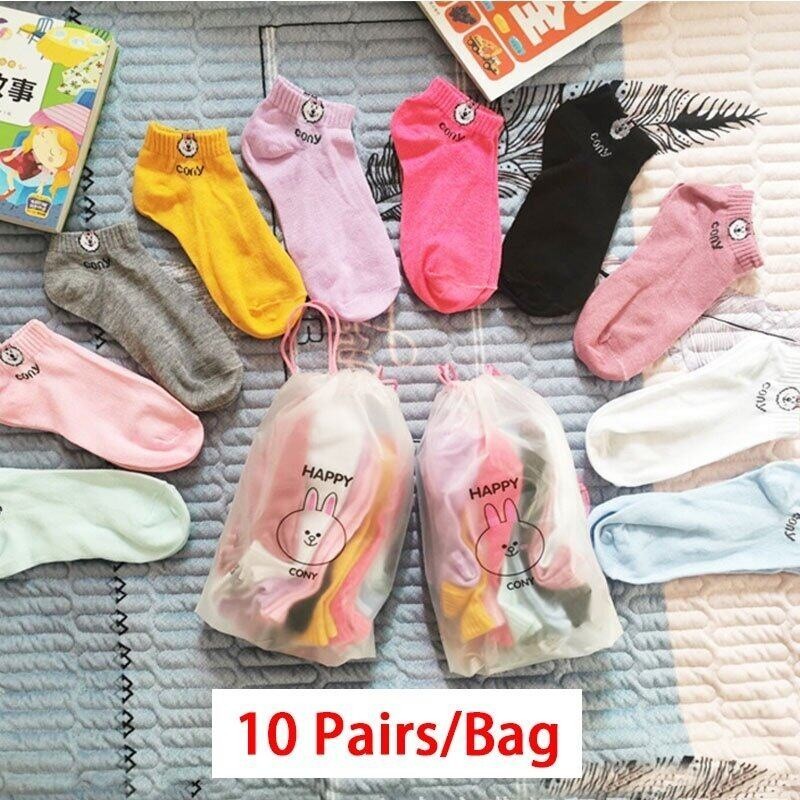 Have Durable 10 Pairs/pack of Cute Bear Daisy Kitten Women's Socks - Image 3