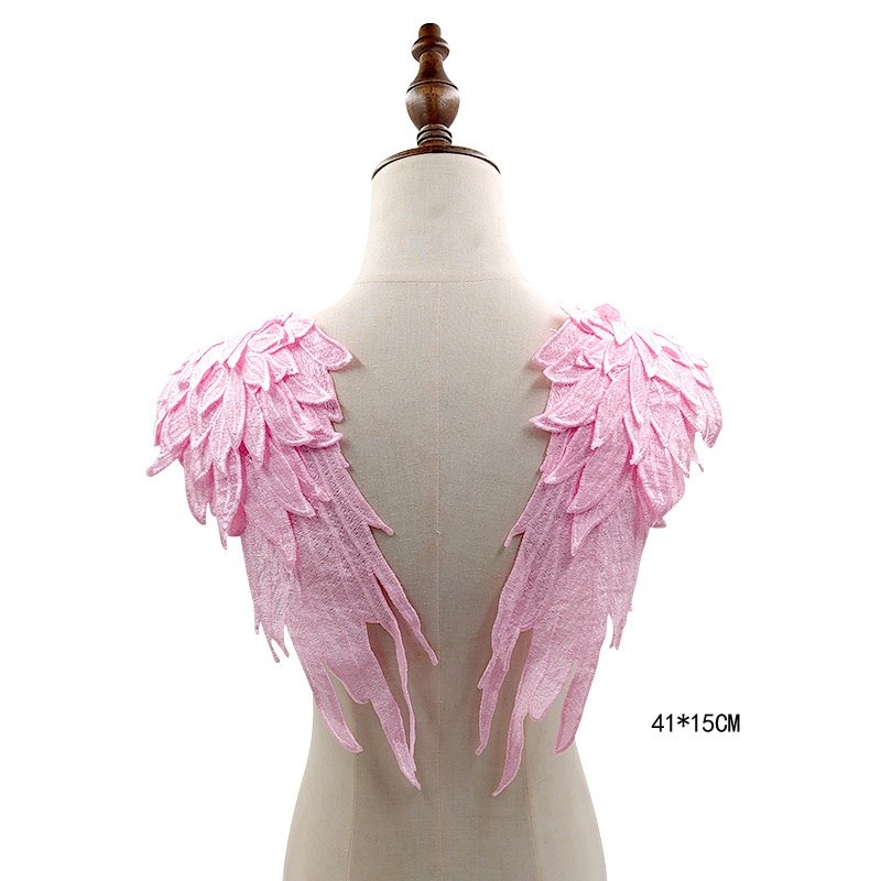 Multi Must White Black Feather Wings Wedding Gown Appliques Embroidered Lace Sew Patches Dress DIY Decoration Purpose... - Image 4