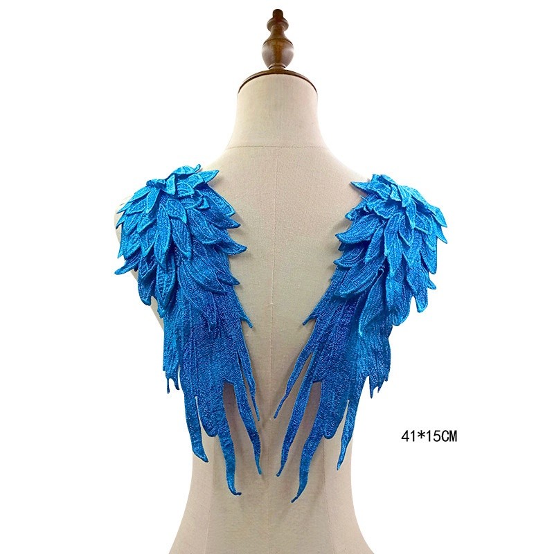 Multi Must White Black Feather Wings Wedding Gown Appliques Embroidered Lace Sew Patches Dress DIY Decoration Purpose... - Image 3