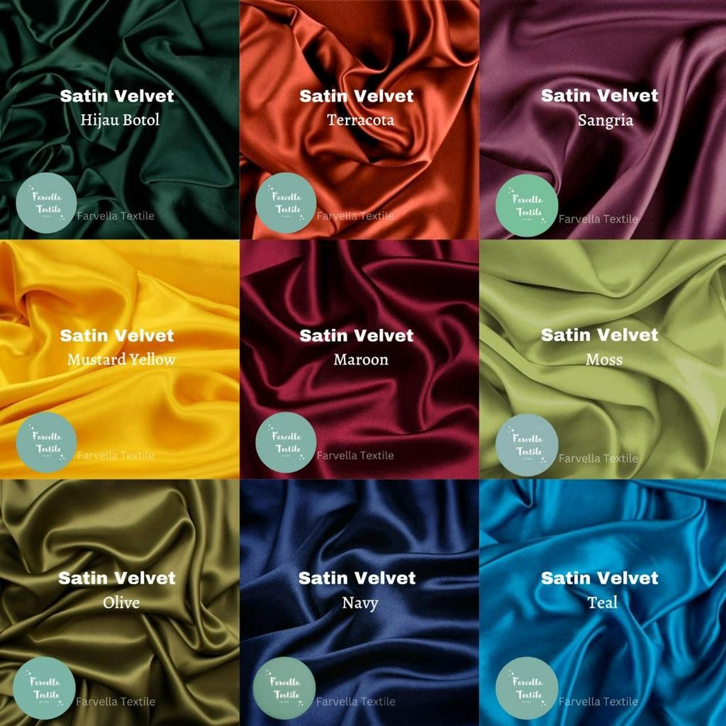 Purpose Multi BAHAN KAIN PER 1 Meter Satin Velvet Premium untuk GAMISDRESSBRIDESMAIDSKEBAYA WARNA BOLD&VIBRANT Essent... - Image 3