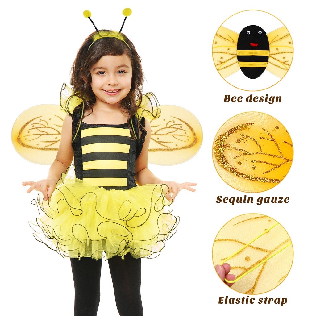 Reliable Have Xmas 1 Set Kids Bee Cosplay Costume Wings Headband Wand Stage Performance Props (Random Rope Color)️ ... - Image 2