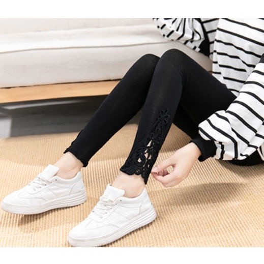 Must Durable Ready Stock 40-80Kg Women Legging Lace High Waist Slim Stretch Tight Korean Version of Everything Spring... - Image 2